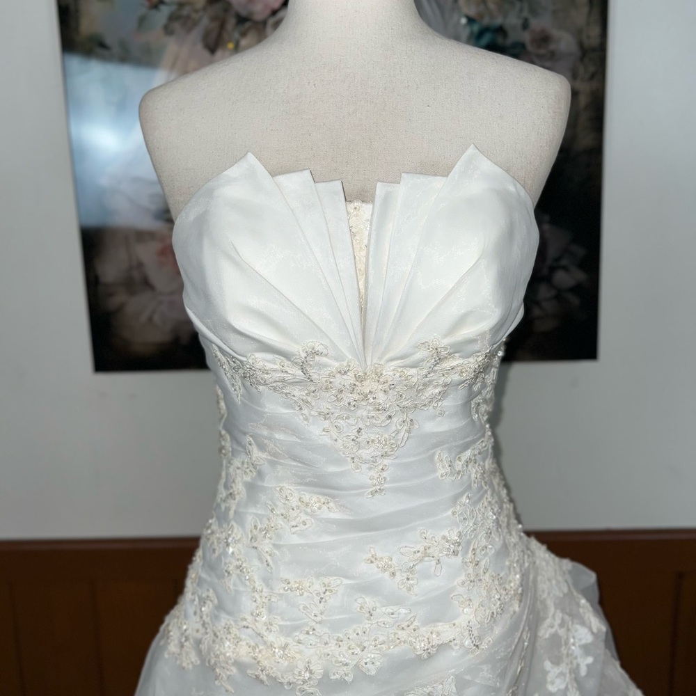 Pronovias Elegant White Strapless Wedding Dress - Picture 4 of 9